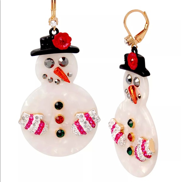 Betsey Johnson Jewelry - New BETSEY JOHNSON Snowman Drop Earrings